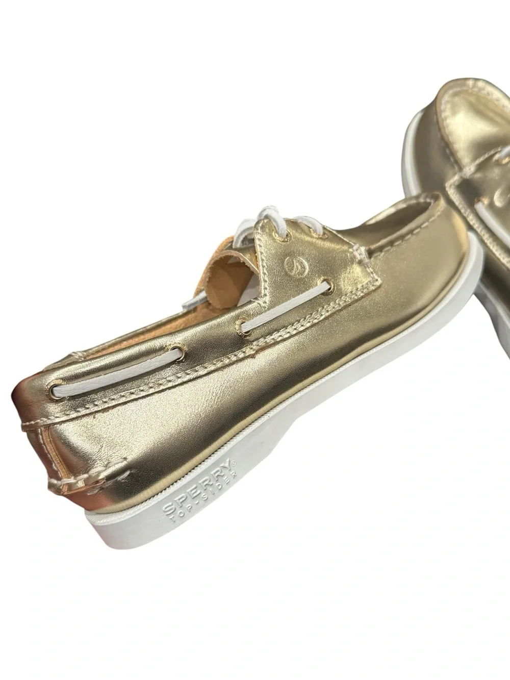 Sperry kids authentic Original metallic gold leather 2-eye boat shoe 3 NEW